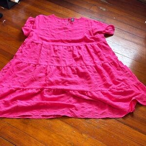 SHEIN Hot Pink Tiered Mini Dress